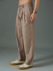 Taupe Front Dori Relax Fit Korean Trouser MASCLN SASSAFRAS
