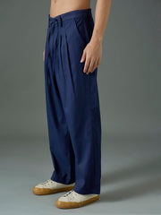 Navy Blue Front Dori Relax Fit Korean Trouser MASCLN SASSAFRAS