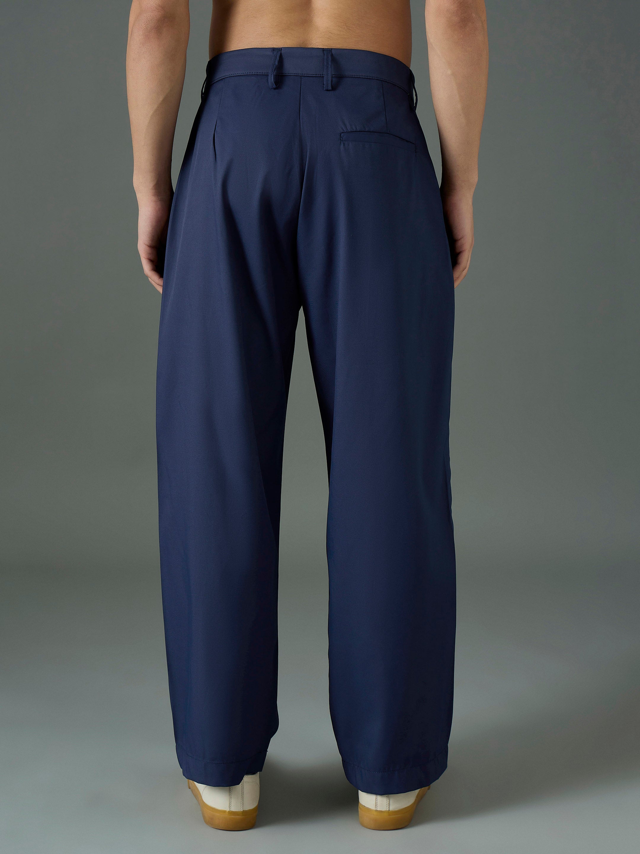 Navy Blue Front Dori Relax Fit Korean Trouser MASCLN SASSAFRAS