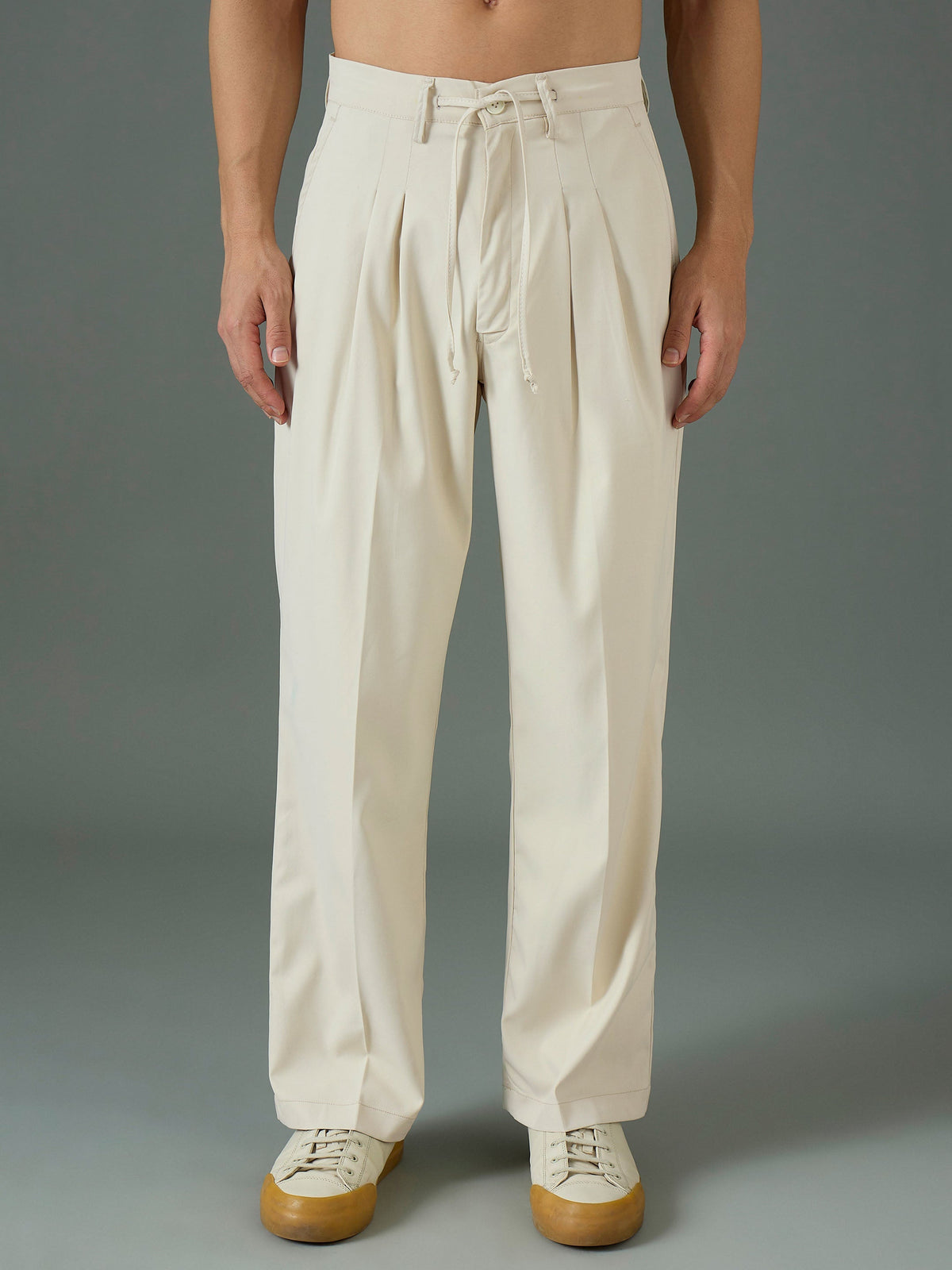 Off White Front Dori Relax Fit Korean Trouser MASCLN SASSAFRAS