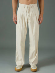 Off White Front Dori Relax Fit Korean Trouser MASCLN SASSAFRAS
