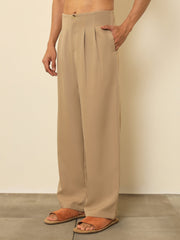 Beige Dual Dart No waistband High Waist Korean Pants MASCLN SASSAFRAS
