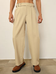 Beige Front Pleated Gurkha Trousers MASCLN SASSAFRAS