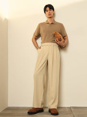 Beige Front Pleated Gurkha Trousers MASCLN SASSAFRAS