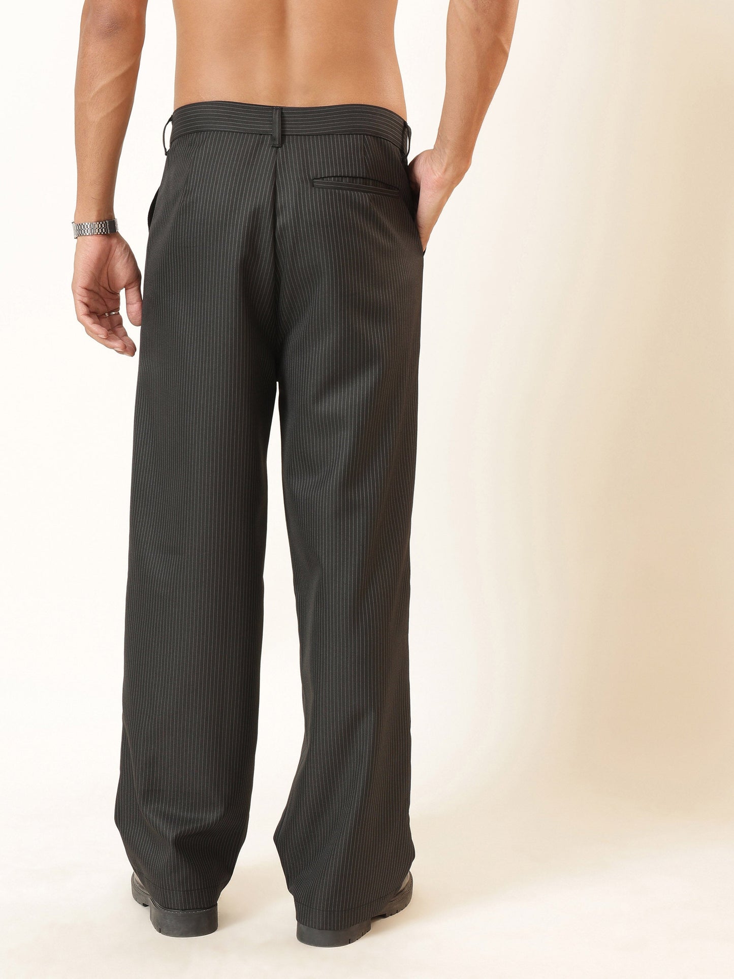 Black Stripes Basic High Wasit Korean Pants-MASCLN SASSAFRAS