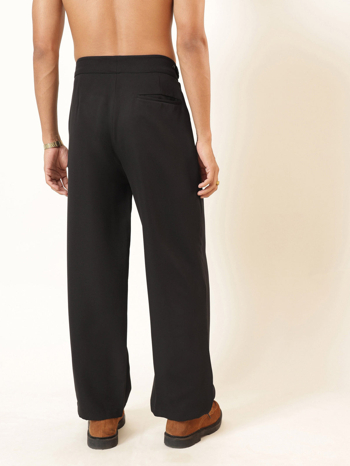 Black Waist Adjuster High Waist Korean Pants-MASCLN SASSAFRAS
