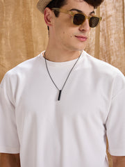 Men White Waffle Oversize T-Shirt With Shorts