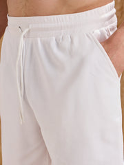 Men White Waffle Oversize T-Shirt With Shorts