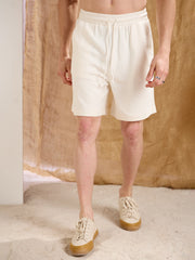 Men White Waffle Relax Fit Shorts