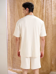Men White Waffle Relax Fit Shorts