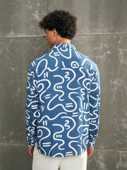 Men Teal Conversational Print Relax Fit Shirt