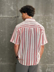 Men Beige & Red Geometric Printed Relax Fit Shirt