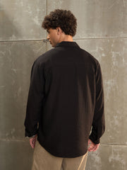Men Black Relax Fit Full Sleeve Shirt