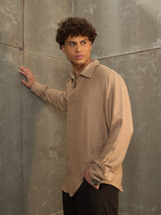 Men Beige Relax Fit Full Sleeve Shirt