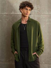 Men Olive Relax Fit Full Sleeve Shirt
