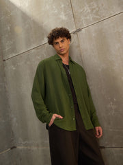 Men Olive Relax Fit Full Sleeve Shirt