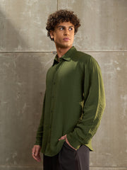 Men Olive Relax Fit Full Sleeve Shirt