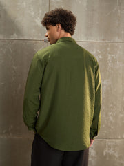 Men Olive Relax Fit Full Sleeve Shirt
