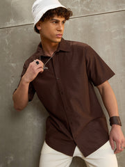 Men Brown Relax Fit Short Sleeve Shirt