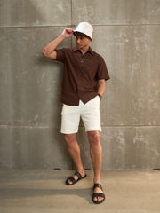 Men Brown Relax Fit Short Sleeve Shirt