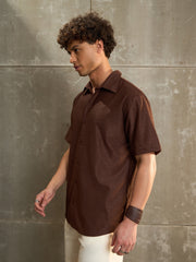 Men Brown Relax Fit Short Sleeve Shirt