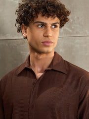 Men Brown Relax Fit Short Sleeve Shirt