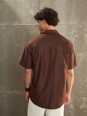 Men Brown Relax Fit Short Sleeve Shirt