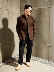 Men Brown Basic Relax Fit Shirt