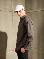 Men Khaki Basic Relax Fit Shirt