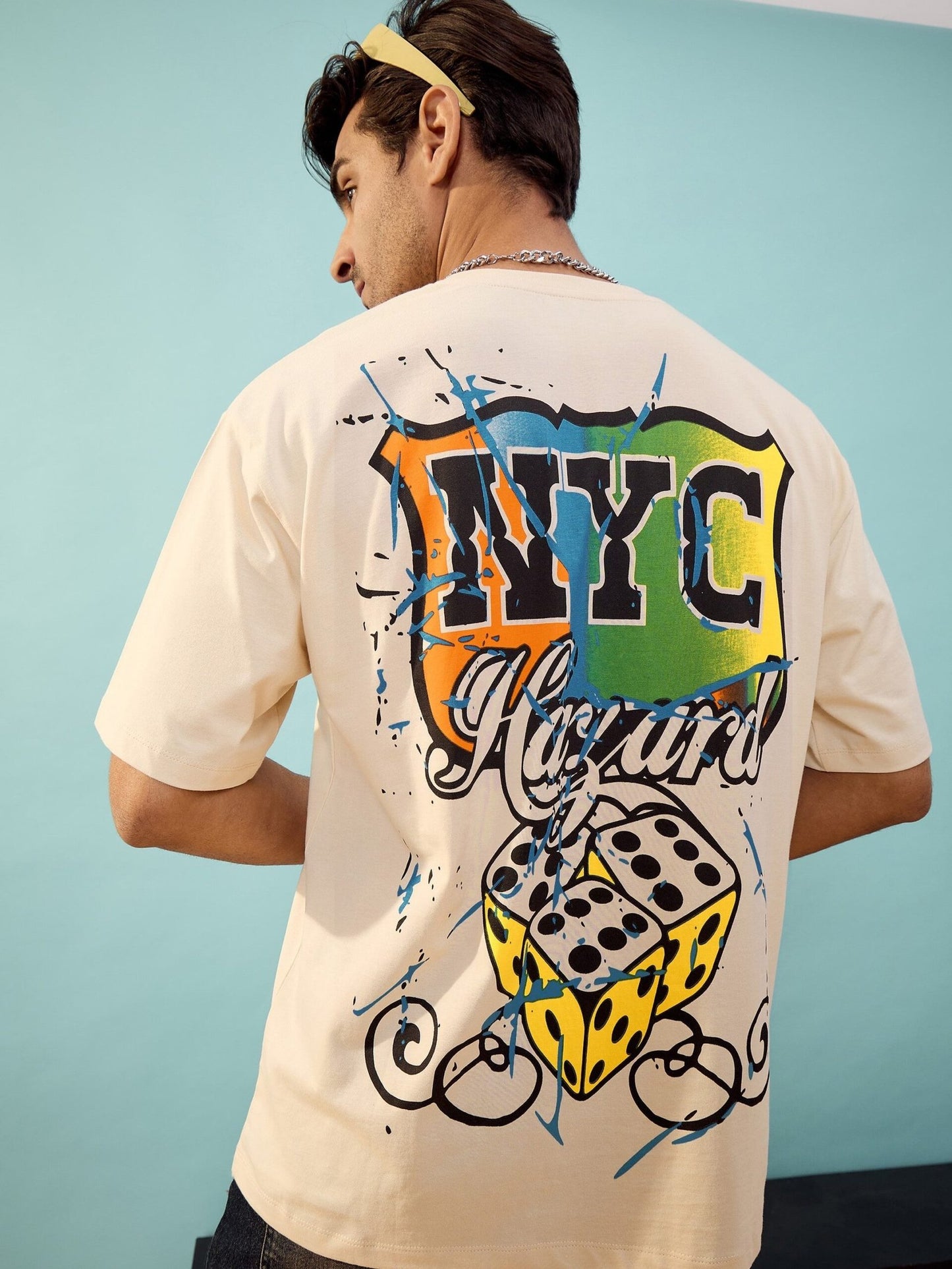 MASCLN SASSAFRAS - Unisex Beige NYC Oversize T-Shirt