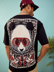 MASCLN SASSAFRAS - Unisex Black Panda Oversize T-Shirt