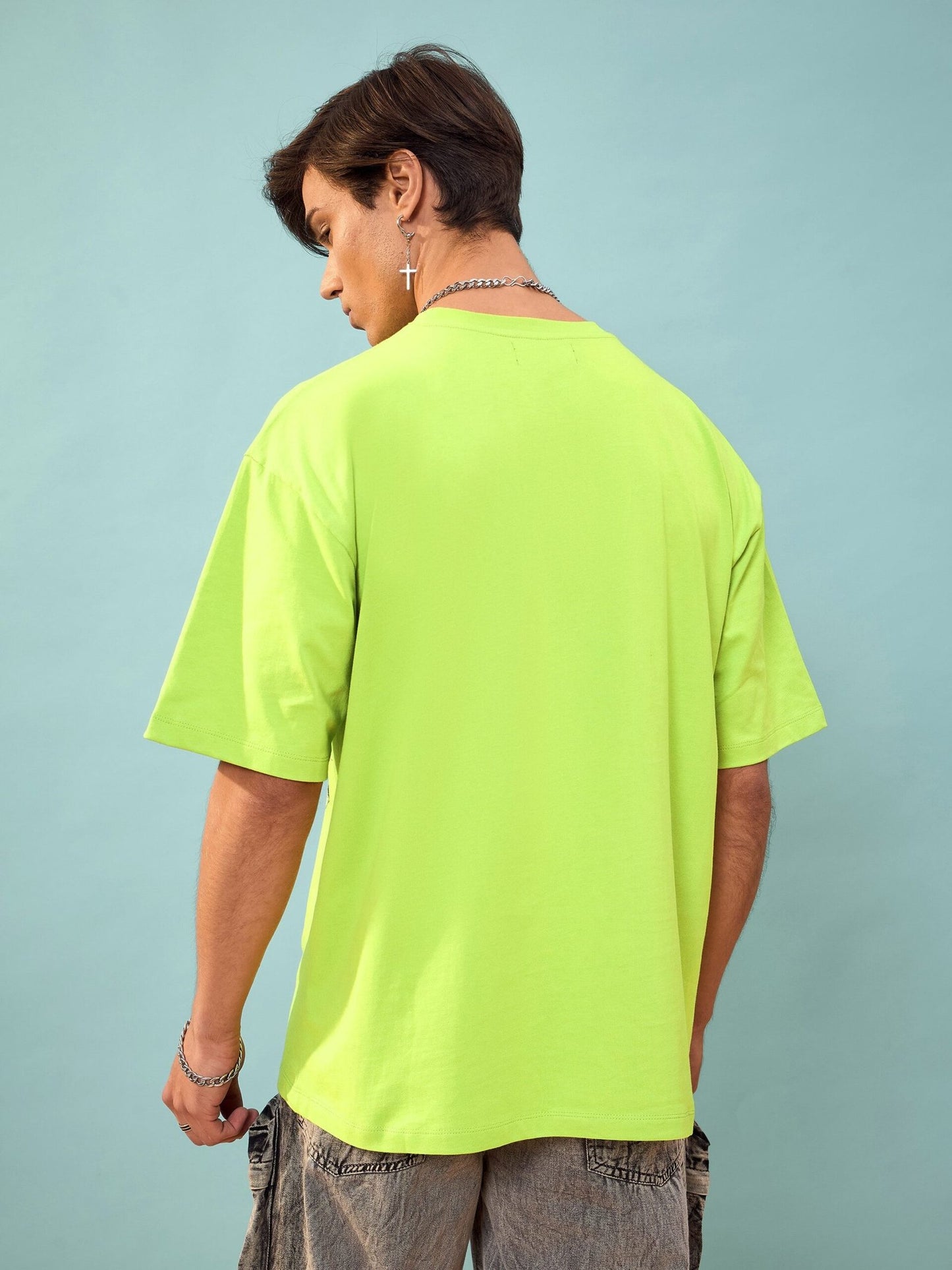 MASCLN SASSAFRAS - Unisex Green SILENCE Oversize T-Shirt