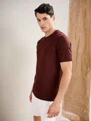 Men Brown Premium Loose-Knit T-Shirt