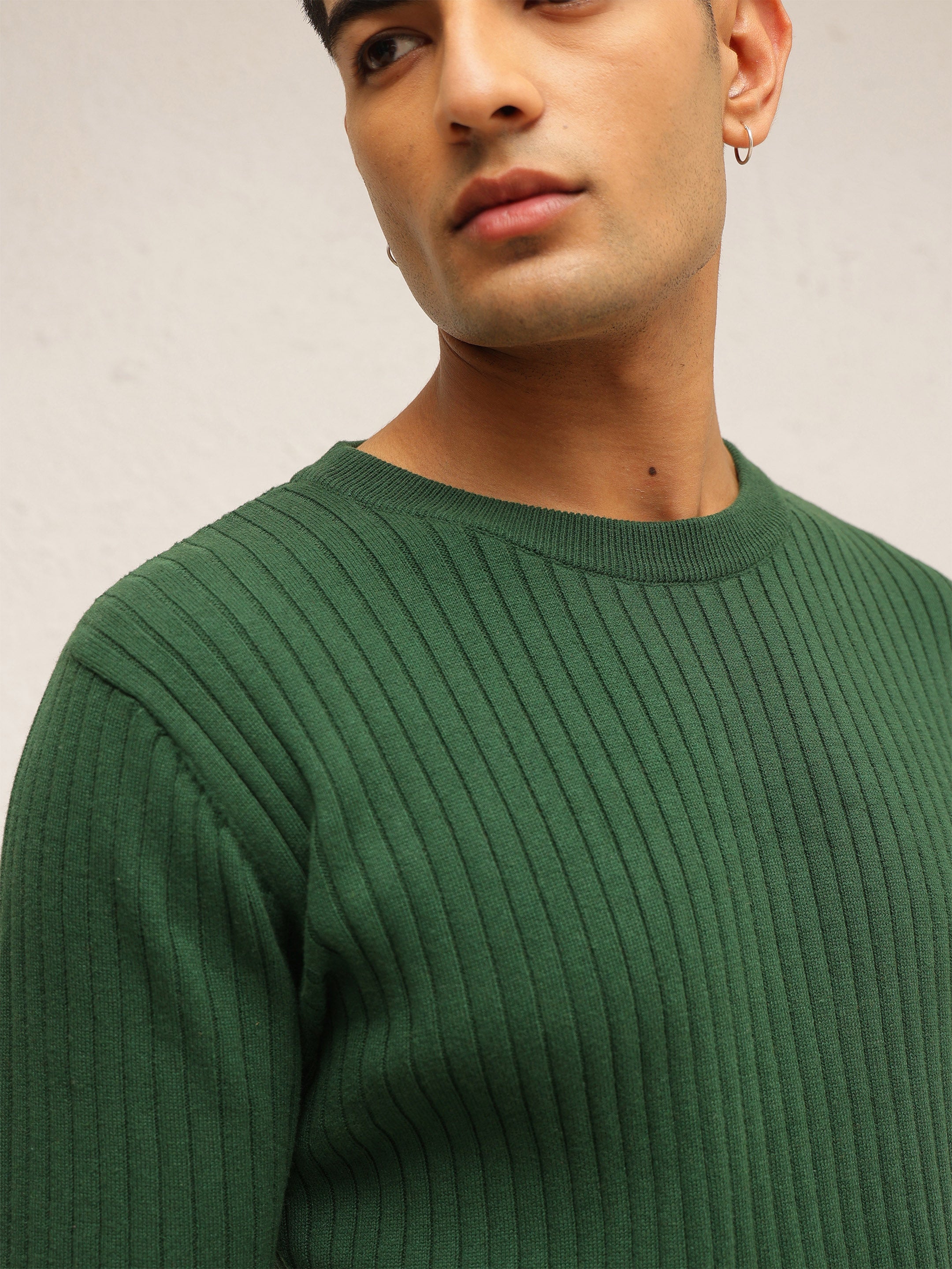 Men Emelard Green Round Neck Relax Fit T-Shirt