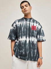 Men Black & White Tie-dye TOKYO Oversize T-Shirt