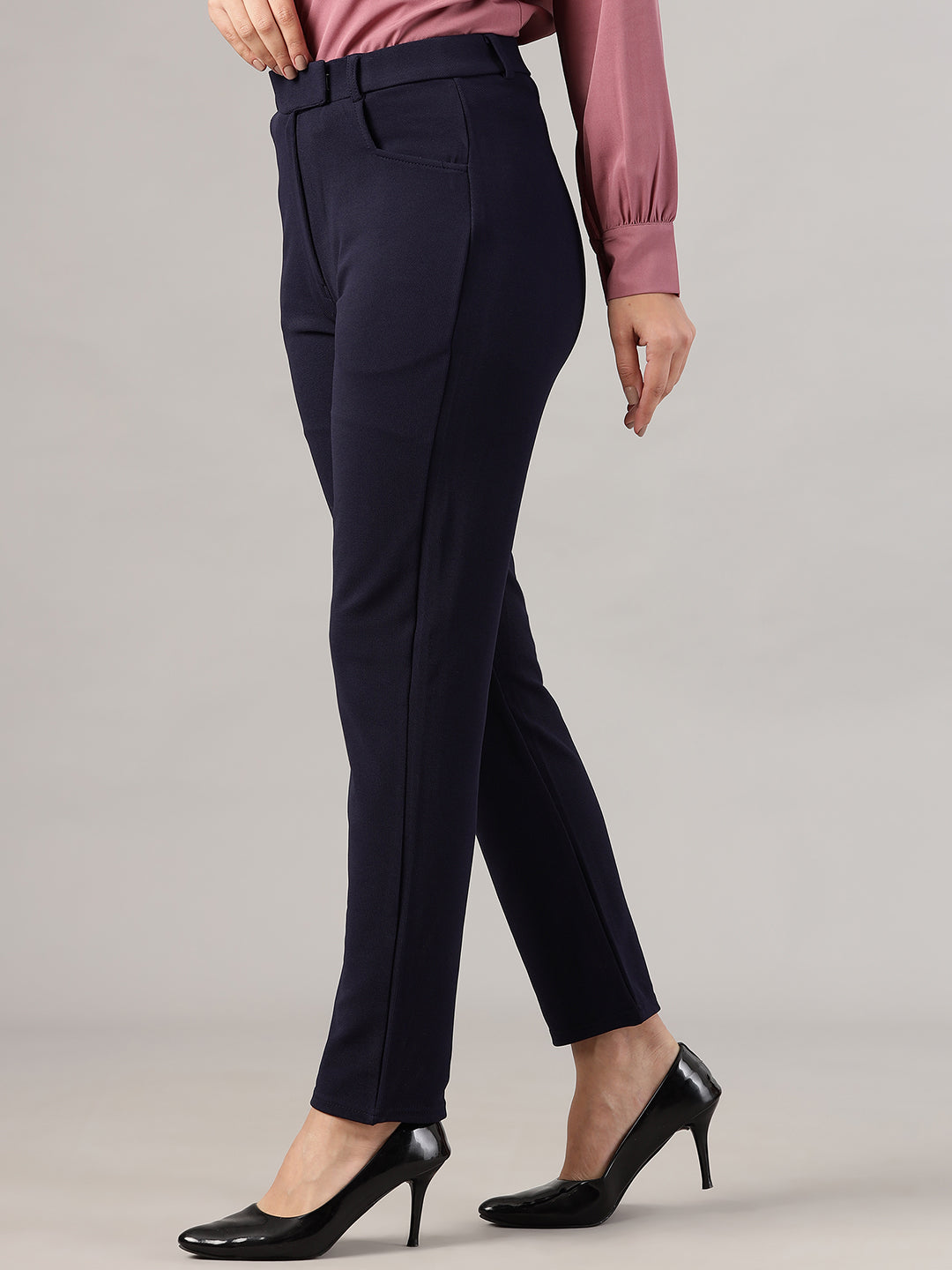 womens work straight high rise wrinkle free formal beige trousers