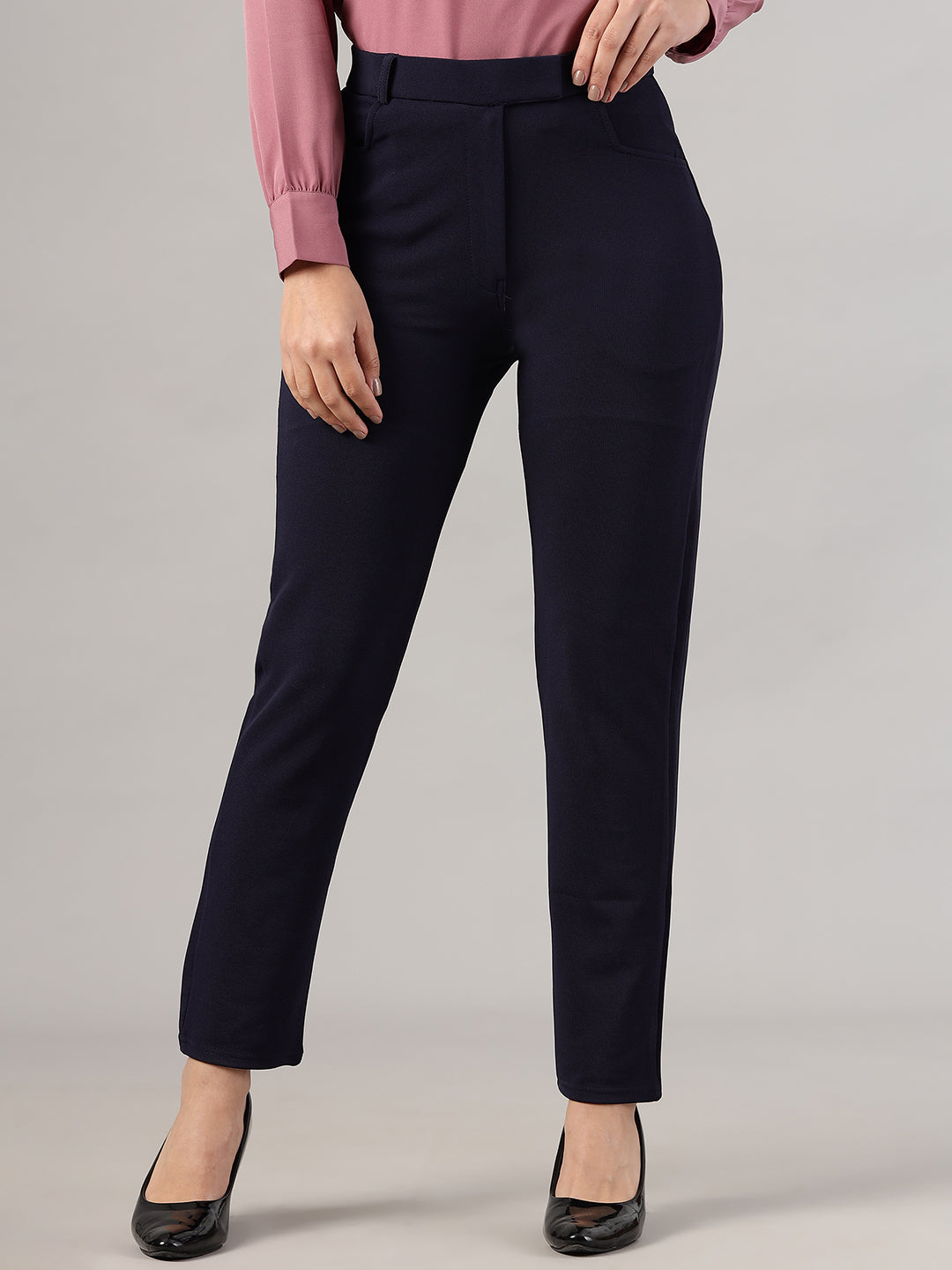 womens work straight high rise wrinkle free formal beige trousers