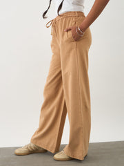 Beige Twill Overdyed Elasticated Straight Pants Noh.Voh 