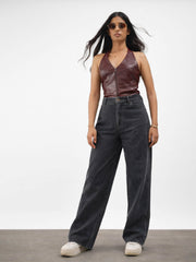 Black Twill Overdyed Straight Fit Pants Noh.Voh 