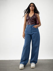 Blue Twill Overdyed Straight Fit Pants Noh.Voh 