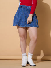 Grils Blue Blast Denim Flared Mini Skirt