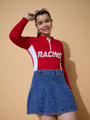 Grils Blue Blast Denim Flared Mini Skirt
