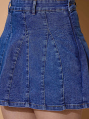 Grils Blue Blast Denim Flared Mini Skirt
