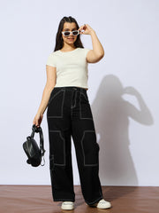 Grils White Rib Round Neck Short Sleeves Top