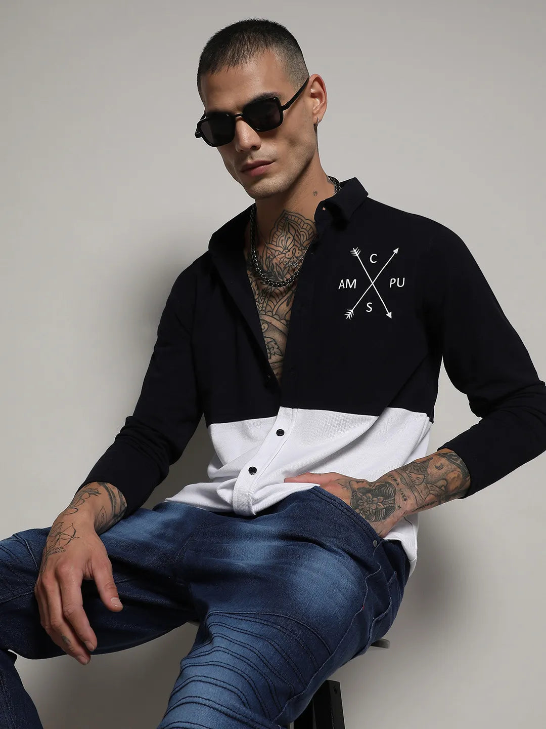 Contrast Panel Shirt
