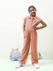 athena girl pink solid jumpsuit