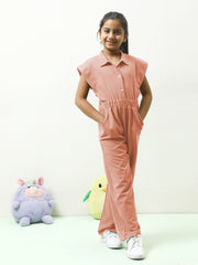 athena girl pink solid jumpsuit