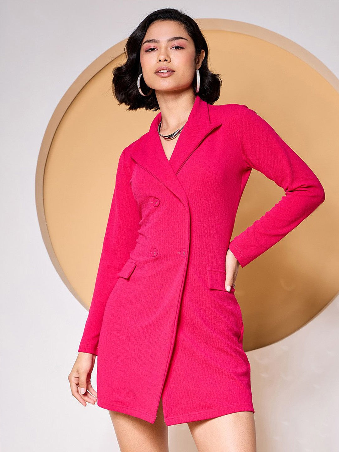 Zummer Pink Double Breasted Blazer Dress