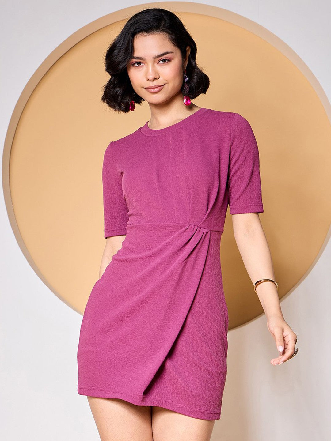 Zummer Mauve Drape Detail Short Bodycon Dress