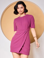 Zummer Mauve Drape Detail Short Bodycon Dress